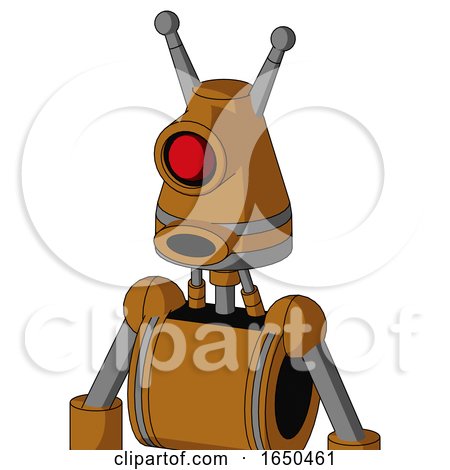 Dirty-Orange Mech with Cone Head and Round Mouth and Cyclops Eye and Double Antenna by Leo Blanchette