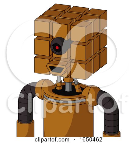 Dirty-Orange Mech with Cube Head and Happy Mouth and Black Cyclops Eye by Leo Blanchette