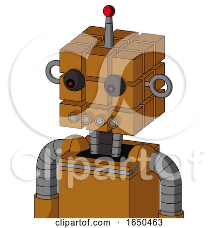 Dirty-Orange Mech with Cube Head and Pipes Mouth and Red Eyed and Single Led Antenna by Leo Blanchette