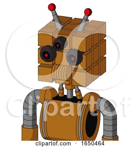 Dirty-Orange Mech with Cube Head and Speakers Mouth and Three-Eyed and Double Led Antenna by Leo Blanchette