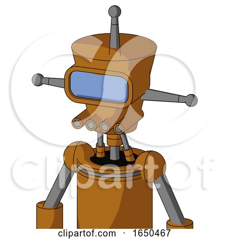 Dirty-Orange Mech with Cylinder-Conic Head and Pipes Mouth and Large Blue Visor Eye and Single Antenna by Leo Blanchette