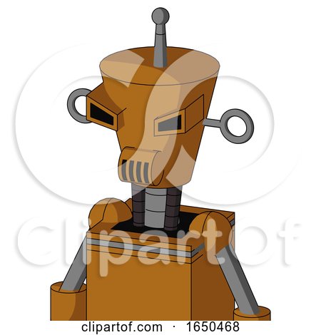 Dirty-Orange Mech with Cylinder-Conic Head and Speakers Mouth and Angry Eyes and Single Antenna by Leo Blanchette