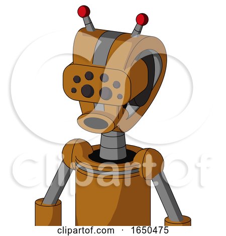 Dirty-Orange Mech with Droid Head and Round Mouth and Bug Eyes and Double Led Antenna by Leo Blanchette