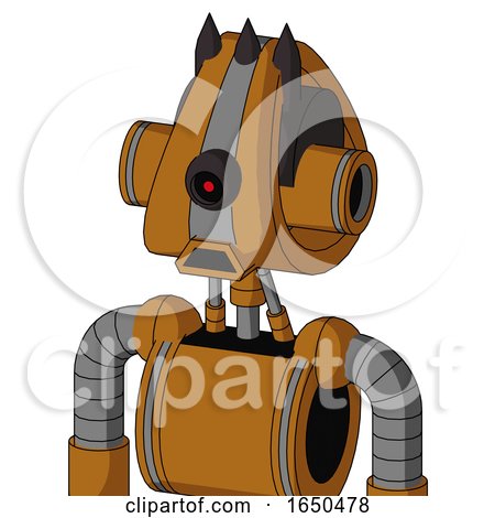 Dirty-Orange Mech with Droid Head and Sad Mouth and Black Cyclops Eye and Three Dark Spikes by Leo Blanchette