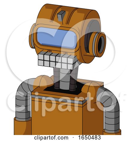 Dirty-Orange Mech with Multi-Toroid Head and Keyboard Mouth and Large Blue Visor Eye by Leo Blanchette