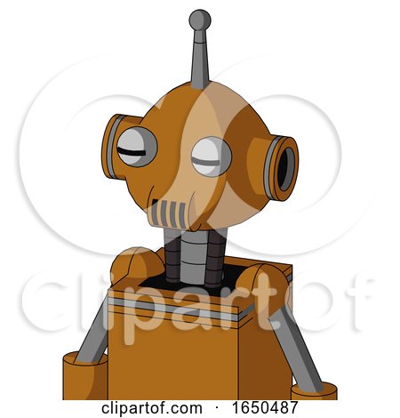 Dirty-Orange Mech with Rounded Head and Speakers Mouth and Two Eyes and Single Antenna by Leo Blanchette