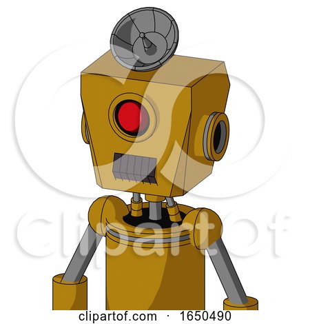 Dark-Yellow Automaton with Box Head and Dark Tooth Mouth and Cyclops Eye and Radar Dish Hat by Leo Blanchette
