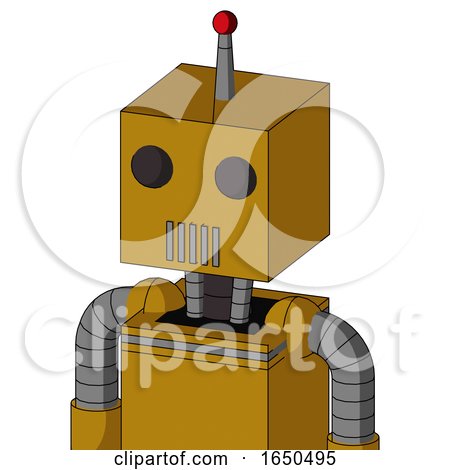 Dark-Yellow Automaton with Box Head and Vent Mouth and Two Eyes and Single Led Antenna by Leo Blanchette