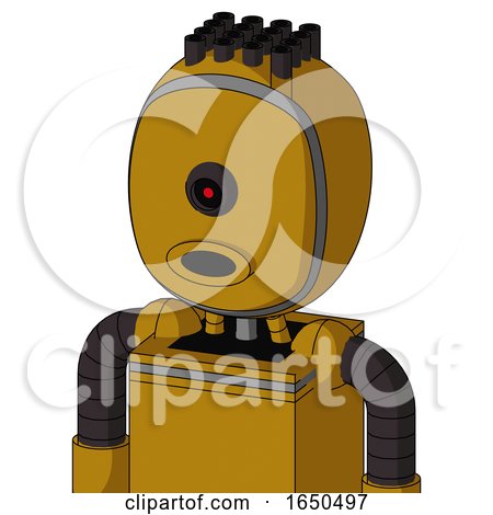 Dark-Yellow Automaton with Bubble Head and Round Mouth and Black Cyclops Eye and Pipe Hair by Leo Blanchette