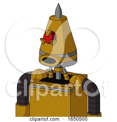 Dark-Yellow Automaton with Cone Head and Round Mouth and Angry Cyclops Eye and Spike Tip by Leo Blanchette