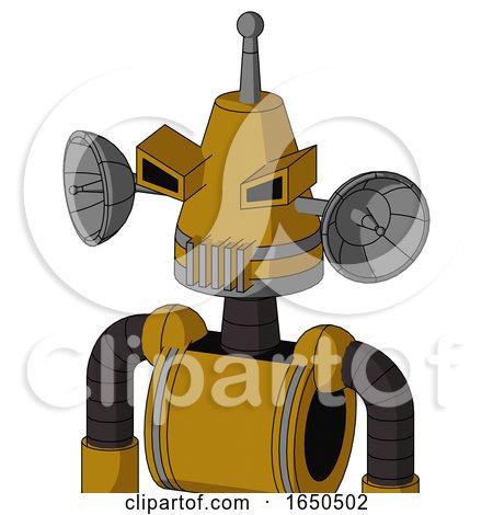 Dark-Yellow Automaton with Cone Head and Vent Mouth and Angry Eyes and Single Antenna by Leo Blanchette
