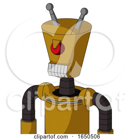Dark-Yellow Automaton with Cylinder-Conic Head and Teeth Mouth and Angry Cyclops and Double Antenna by Leo Blanchette