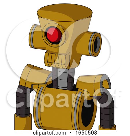 Dark-Yellow Automaton with Cylinder-Conic Head and Toothy Mouth and Cyclops Eye by Leo Blanchette