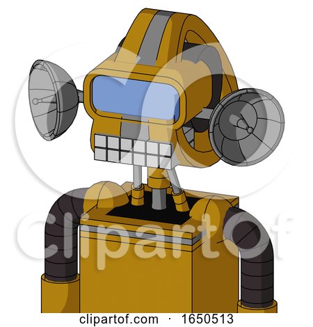 Dark-Yellow Automaton with Droid Head and Keyboard Mouth and Large Blue Visor Eye by Leo Blanchette