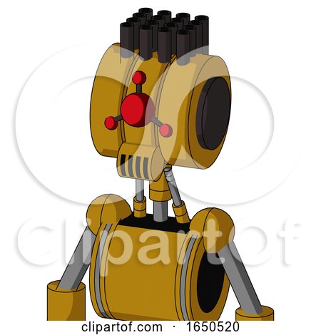 Dark-Yellow Automaton with Multi-Toroid Head and Speakers Mouth and Cyclops Compound Eyes and Pipe Hair by Leo Blanchette