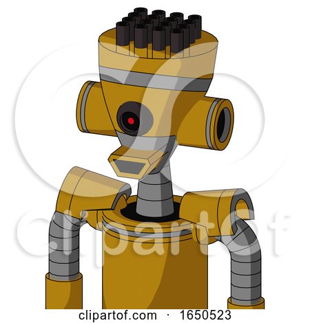 Dark-Yellow Automaton with Vase Head and Happy Mouth and Black Cyclops Eye and Pipe Hair by Leo Blanchette