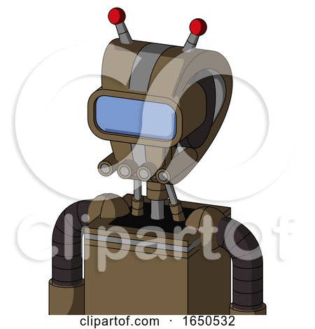 Cardboard Automaton with Droid Head and Pipes Mouth and Large Blue Visor Eye and Double Led Antenna by Leo Blanchette