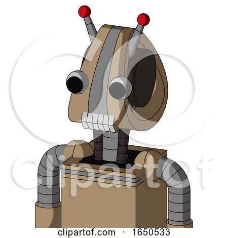 Cardboard Automaton with Droid Head and Teeth Mouth and Two Eyes and Double Led Antenna by Leo Blanchette