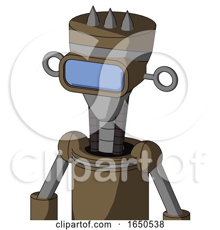 Cardboard Automaton with Vase Head and Large Blue Visor Eye and Three Spiked by Leo Blanchette