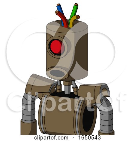 Cardboard Droid with Cylinder Head and Round Mouth and Cyclops Eye and Wire Hair by Leo Blanchette