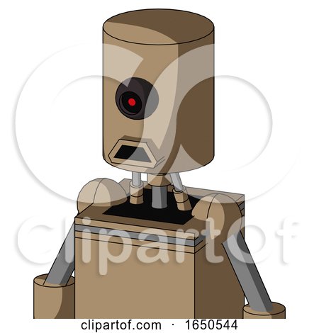 Cardboard Droid with Cylinder Head and Sad Mouth and Black Cyclops Eye by Leo Blanchette