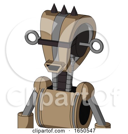 Cardboard Droid with Droid Head and Happy Mouth and Black Visor Cyclops and Three Dark Spikes by Leo Blanchette
