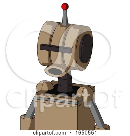 Cardboard Droid with Multi-Toroid Head and Round Mouth and Black Visor Cyclops and Single Led Antenna by Leo Blanchette