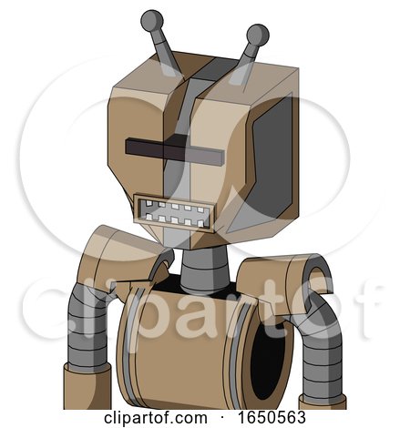 Cardboard Mech with Mechanical Head and Square Mouth and Black Visor Cyclops and Double Antenna by Leo Blanchette