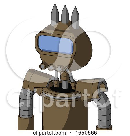 Cardboard Mech with Rounded Head and Pipes Mouth and Large Blue Visor Eye and Three Spiked by Leo Blanchette