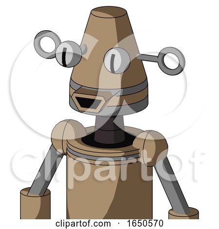 Cardboard Robot with Cone Head and Happy Mouth and Two Eyes by Leo Blanchette