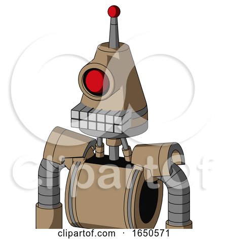 Cardboard Robot with Cone Head and Keyboard Mouth and Cyclops Eye and Single Led Antenna by Leo Blanchette