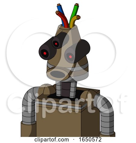 Cardboard Robot with Cone Head and Round Mouth and Three-Eyed and Wire Hair by Leo Blanchette