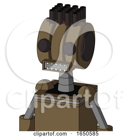 Cardboard Robot with Multi-Toroid Head and Square Mouth and Two Eyes and Pipe Hair by Leo Blanchette