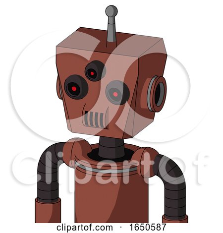 Brown Droid with Box Head and Speakers Mouth and Three-Eyed and Single Antenna by Leo Blanchette