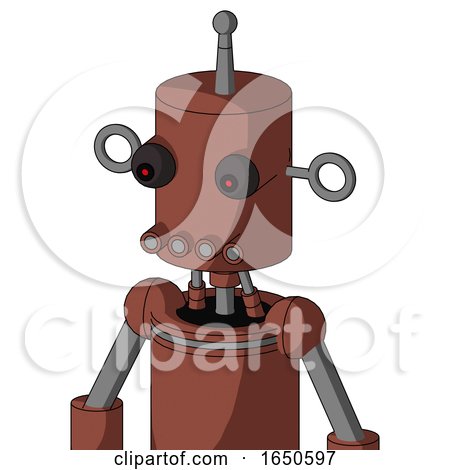 Brown Droid with Cylinder Head and Pipes Mouth and Red Eyed and Single Antenna by Leo Blanchette