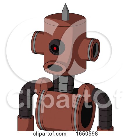 Brown Droid with Cylinder Head and Round Mouth and Black Cyclops Eye and Spike Tip by Leo Blanchette