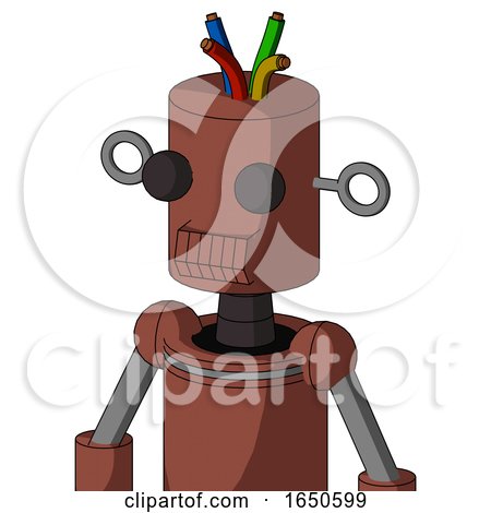 Brown Droid with Cylinder Head and Toothy Mouth and Two Eyes and Wire Hair by Leo Blanchette