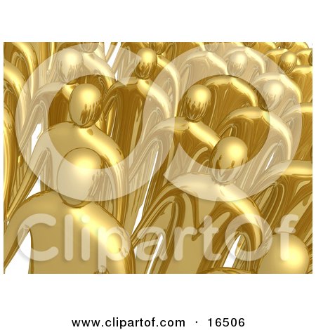 Group Of Gold Men Standing In Rows During A Meeting Clipart Illustration Graphic by 3poD