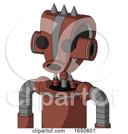 Brown Droid with Droid Head and Round Mouth and Two Eyes and Three Spiked by Leo Blanchette