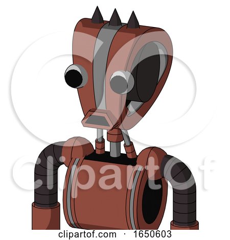 Brown Droid with Droid Head and Sad Mouth and Two Eyes and Three Dark Spikes by Leo Blanchette