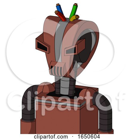 Brown Droid with Droid Head and Speakers Mouth and Angry Eyes and Wire Hair by Leo Blanchette