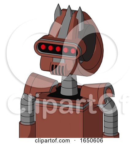 Brown Droid with Droid Head and Speakers Mouth and Visor Eye and Three Spiked by Leo Blanchette