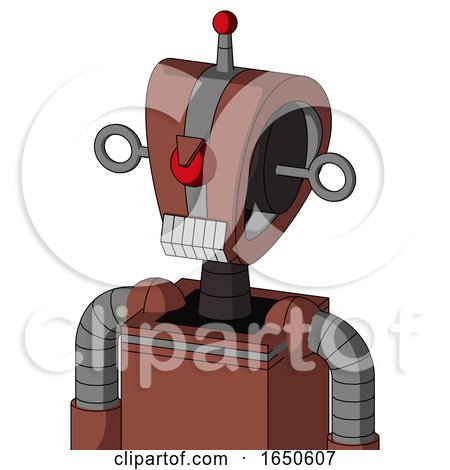 Brown Droid with Droid Head and Teeth Mouth and Angry Cyclops and Single Led Antenna by Leo Blanchette