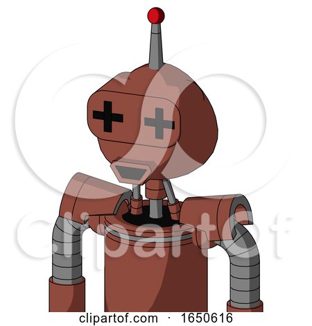 Brown Droid with Rounded Head and Happy Mouth and Plus Sign Eyes and Single Led Antenna by Leo Blanchette