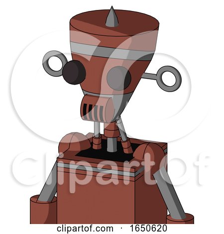 Brown Droid with Vase Head and Speakers Mouth and Two Eyes and Spike Tip by Leo Blanchette