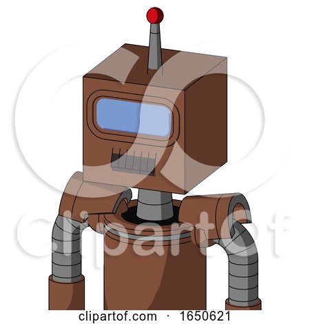 Brown Mech with Box Head and Dark Tooth Mouth and Large Blue Visor Eye and Single Led Antenna by Leo Blanchette