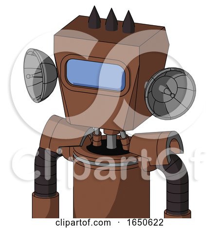 Brown Mech with Box Head and Large Blue Visor Eye and Three Dark Spikes by Leo Blanchette
