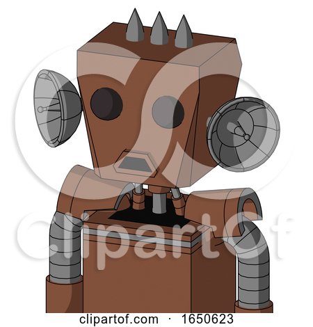 Brown Mech with Box Head and Sad Mouth and Two Eyes and Three Spiked by Leo Blanchette