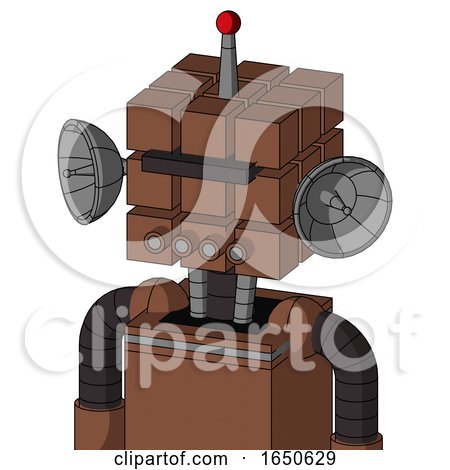 Brown Mech with Cube Head and Pipes Mouth and Black Visor Cyclops and Single Led Antenna by Leo Blanchette