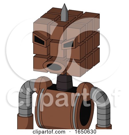 Brown Mech with Cube Head and Round Mouth and Angry Eyes and Spike Tip by Leo Blanchette